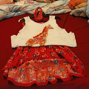 3pc justice outfit with matching headband and necklace